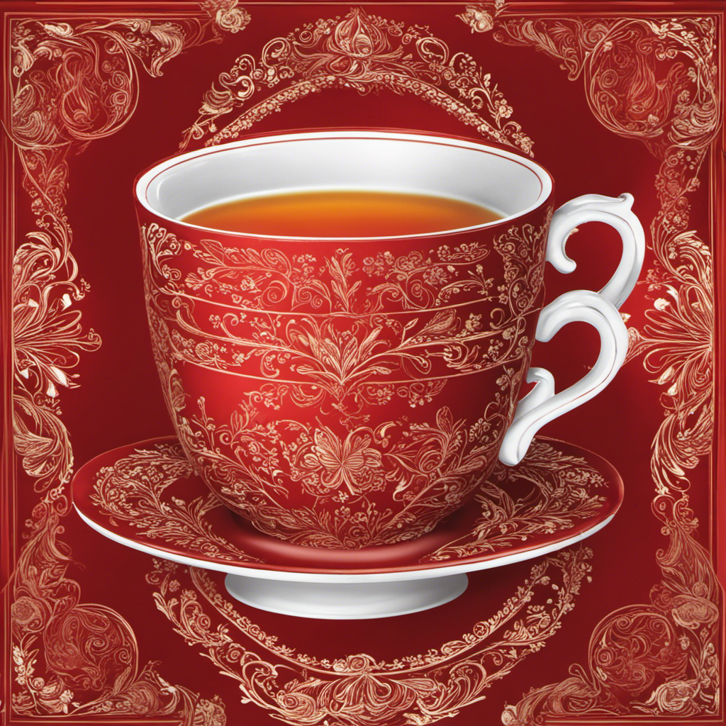 An image showcasing a vibrant, ruby-red cup filled with aromatic Rooibos tea