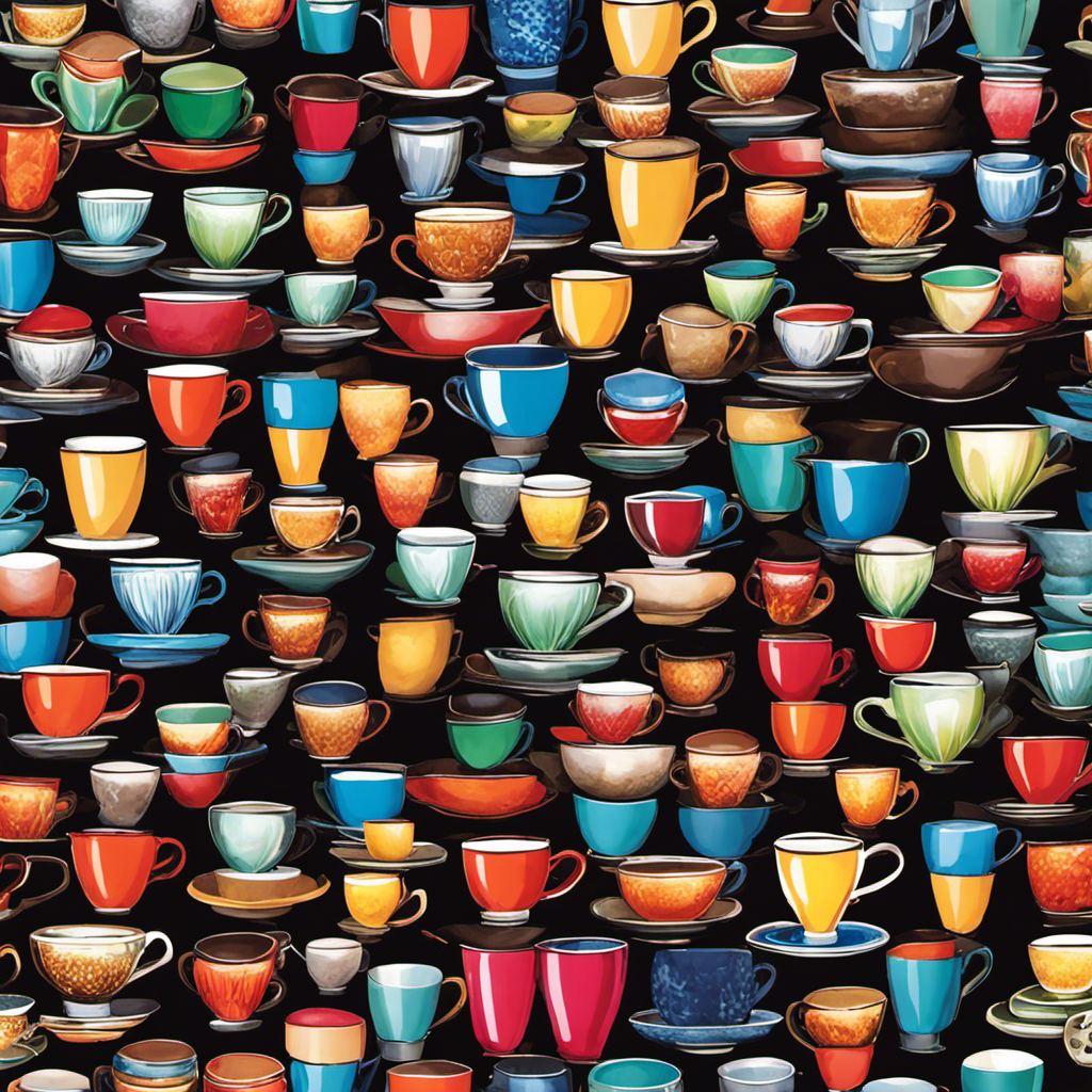 An image depicting a colorful mosaic of 10 coffee cups, each representing a unique alternative to Ryze Mushroom Coffee
