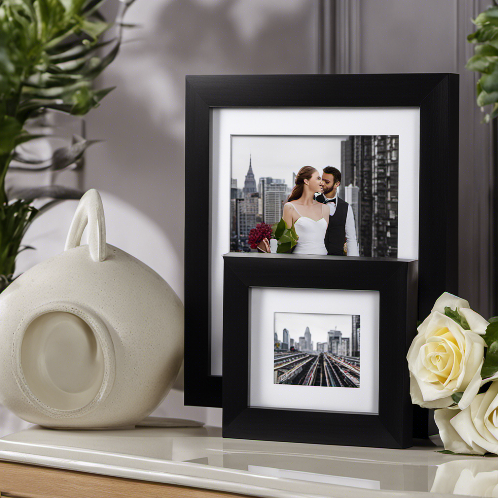 a close-up shot of the Upsimples 5x7 Picture Frame Set, showcasing its sleek black wooden frames elegantly highlighting a cherished photograph