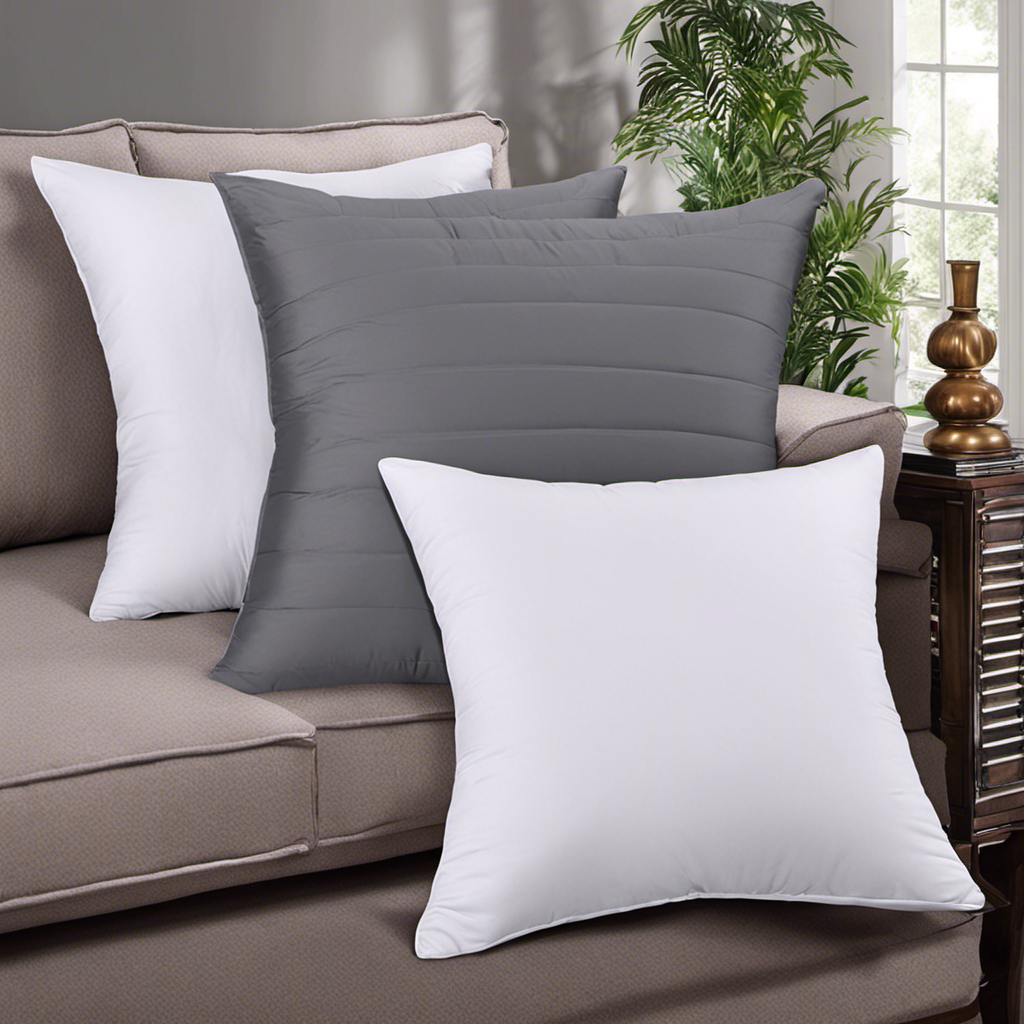 An image showcasing three luxurious Utopia Bedding throw pillows inserts, each featuring high-quality polyester filling and a soft, smooth cover in various vibrant colors, perfectly arranged on a cozy couch