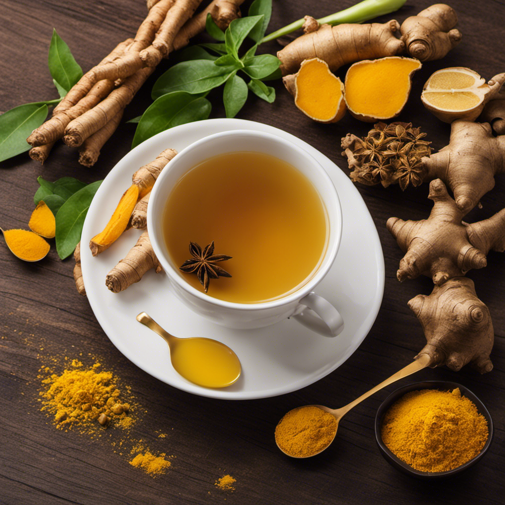 An image showcasing a vibrant mug of golden Weight Loss Turmeric and Ginger Tea