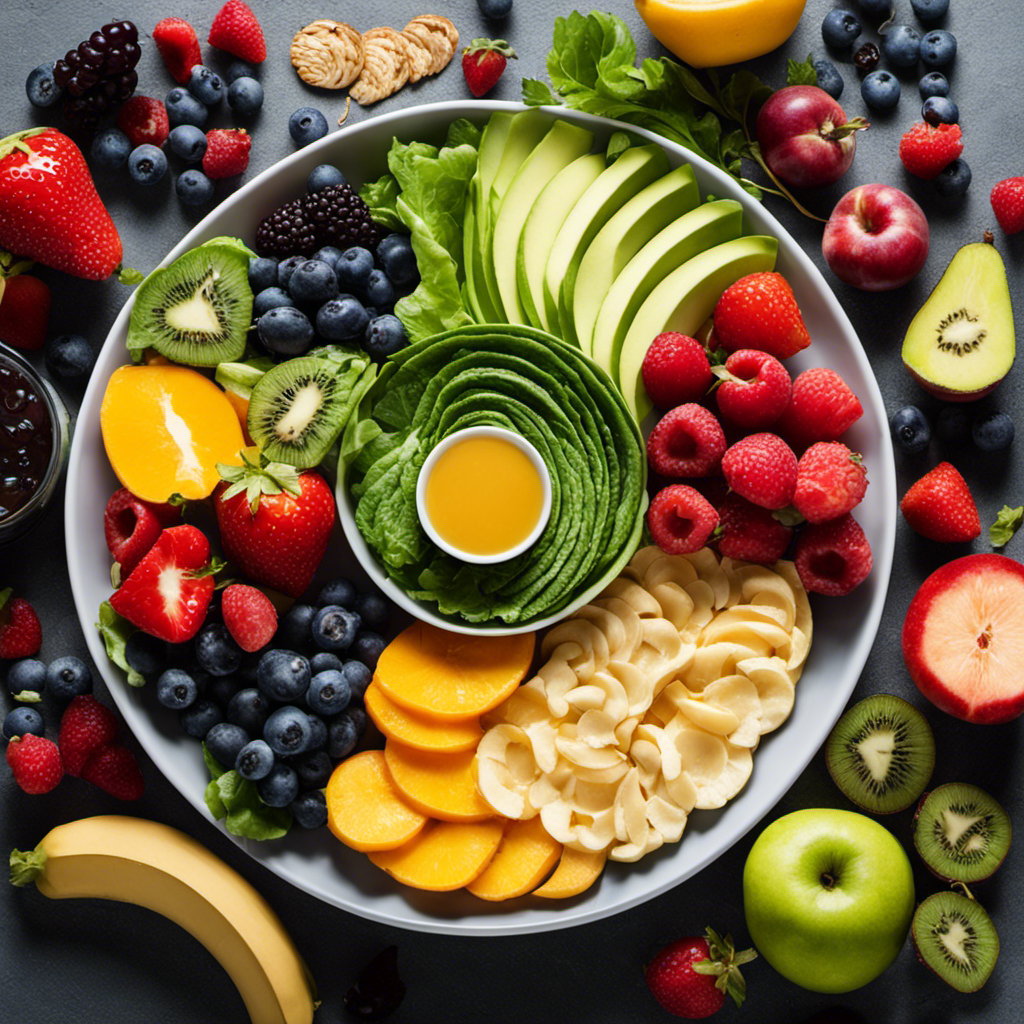 An image of a balanced plate with colorful, nutrient-rich foods like leafy greens, lean proteins, and vibrant fruits