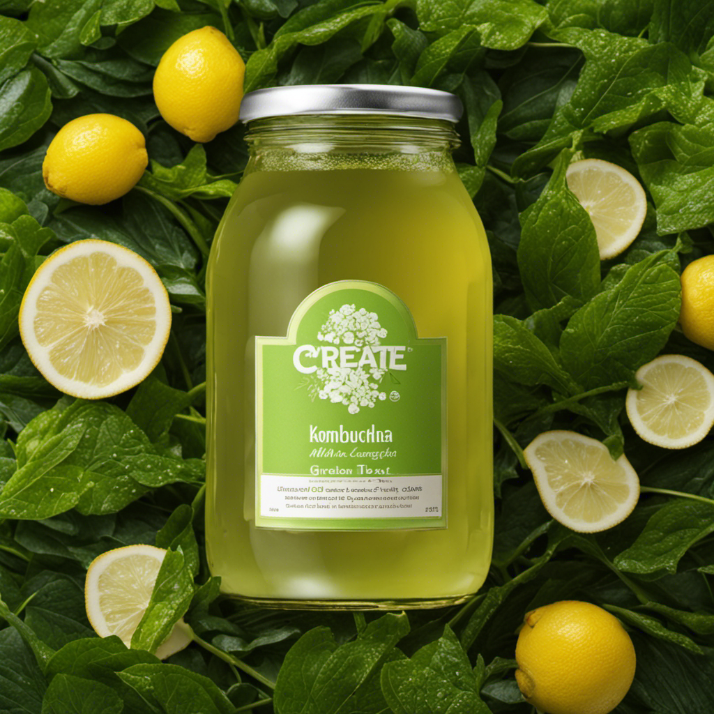 An image showcasing a refreshing glass of Kombucha Green Tea, filled with vibrant, effervescent bubbles