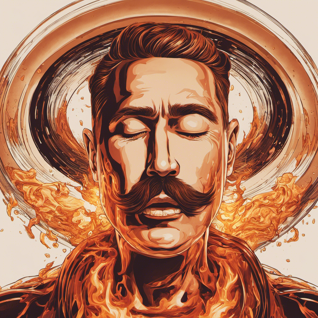 An image depicting a person experiencing burning sensations in their throat and stomach after consuming Kombucha tea