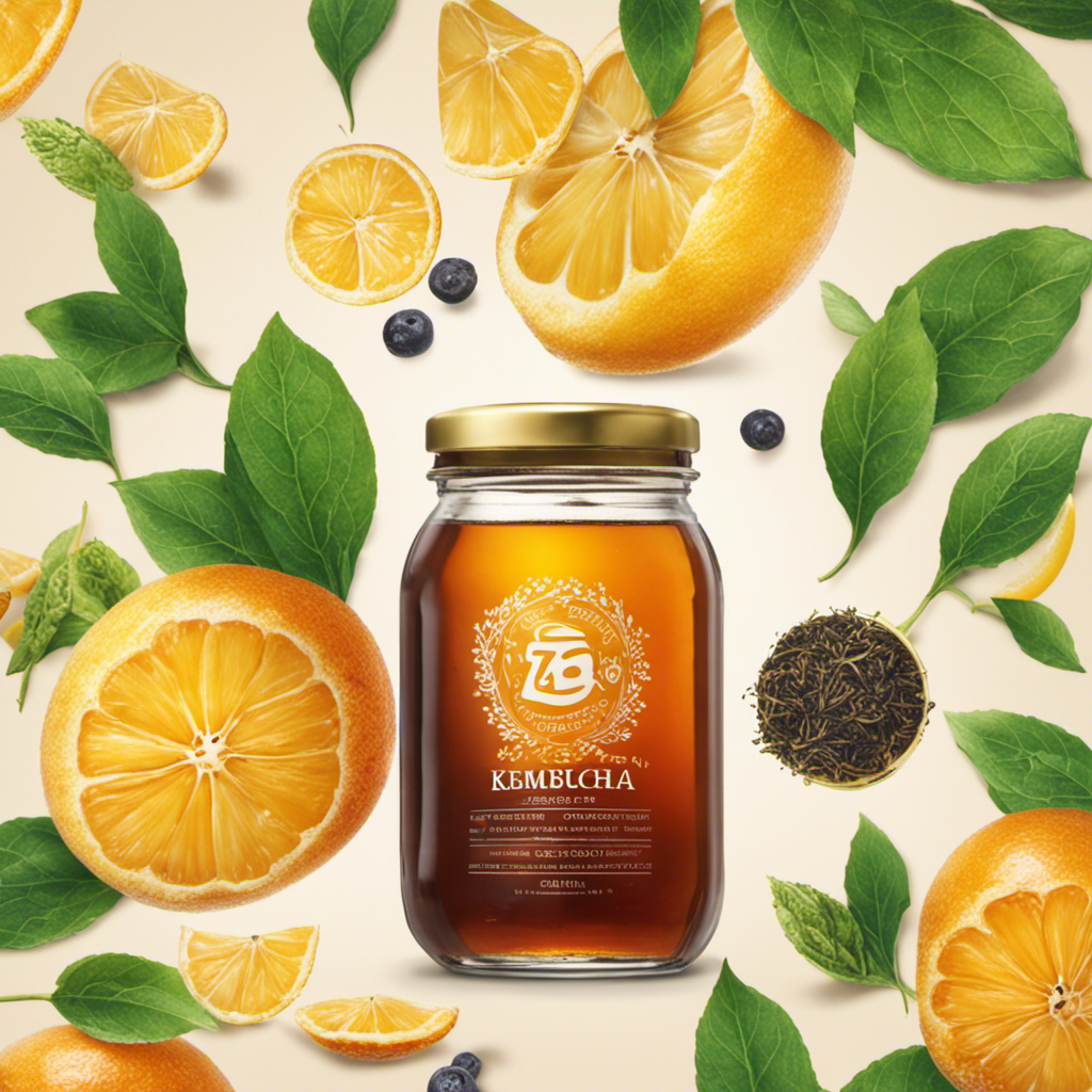An image showcasing a vibrant glass jar filled with freshly brewed kombucha, capturing the effervescence and clarity of the tea