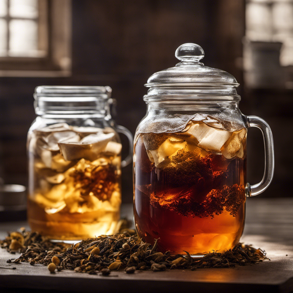 an image of an overflowing glass jar, brimming with murky, amber-hued liquid