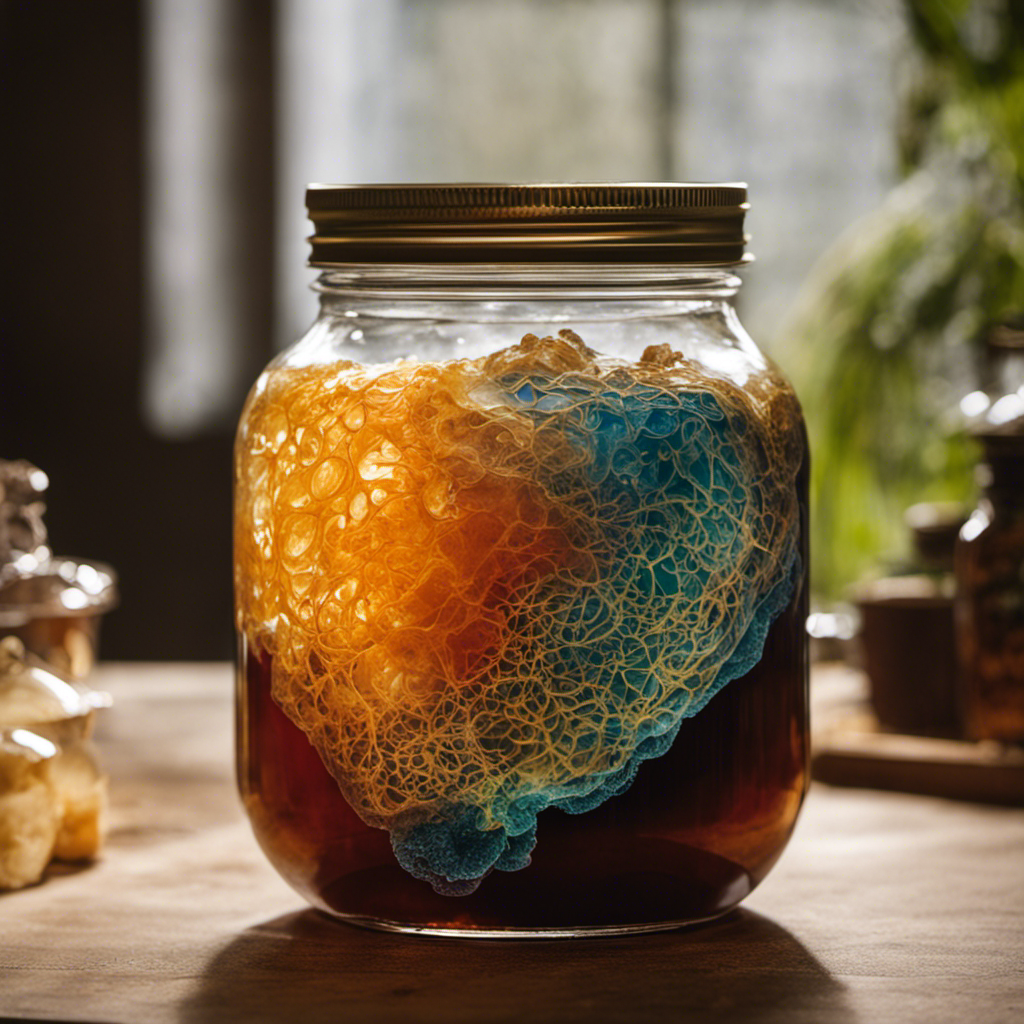 An image showcasing the intricate world of Kombucha Tea bacteria