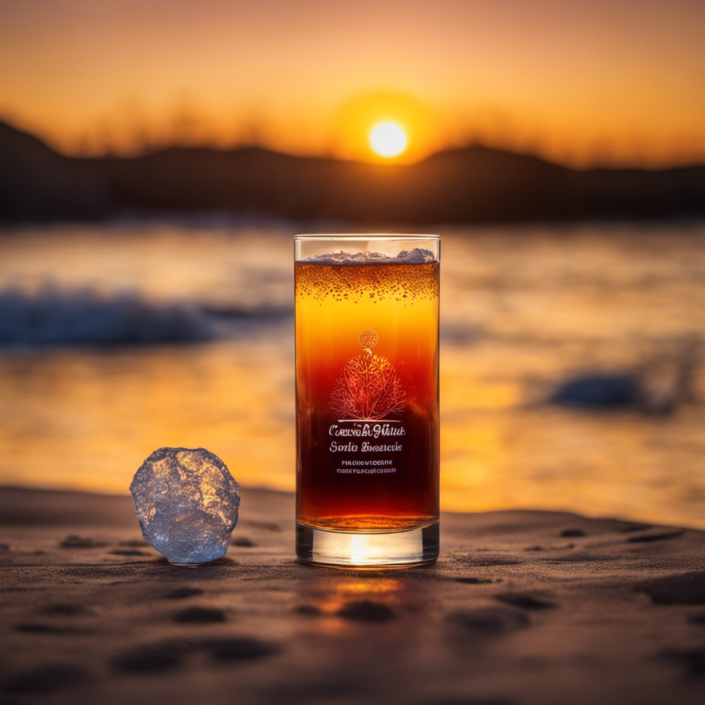 An image showcasing a glass filled with rich amber Kombucha tea, emitting gentle effervescence