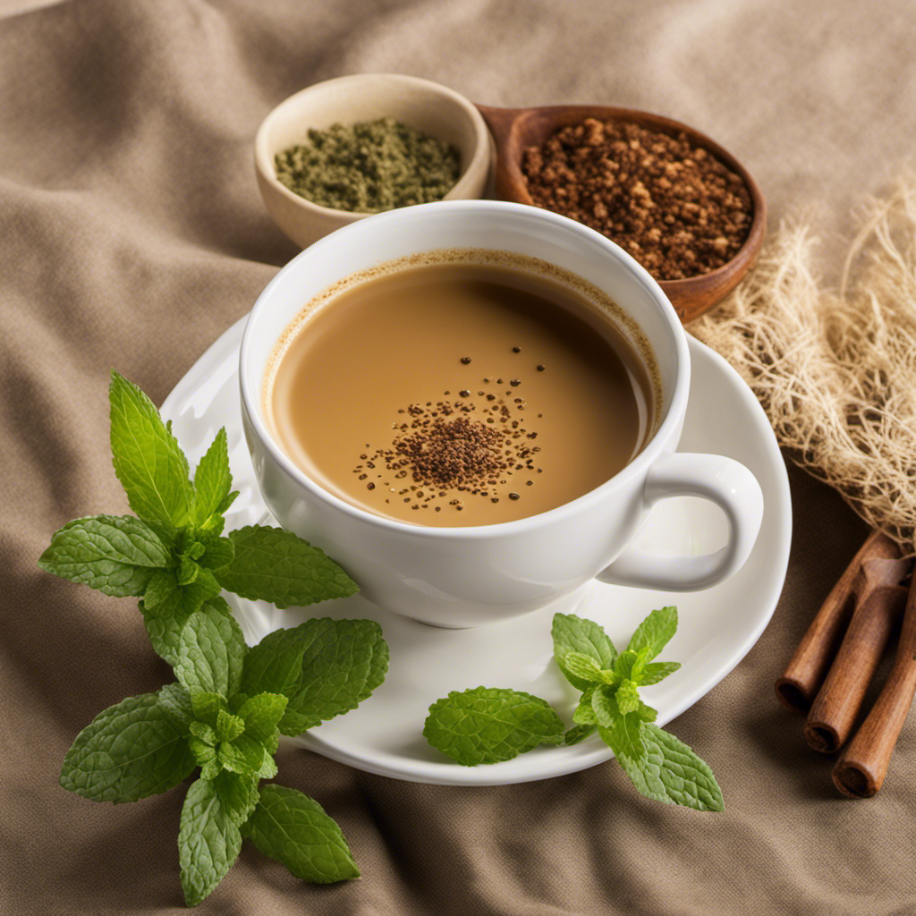 An image showcasing a frothy, steaming cup of Yerba Mate Latte
