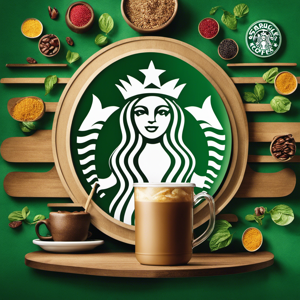 An image capturing the vibrant atmosphere of a bustling Starbucks café, with customers savoring their handcrafted beverages, surrounded by the iconic green logo, as a symbol of Starbucks' enduring allure amid intensifying industry competition