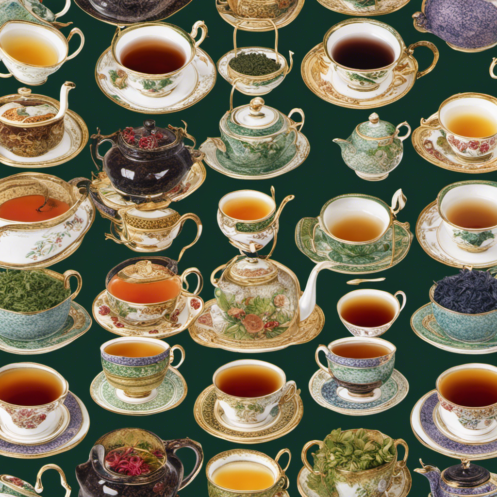 An image showcasing an assortment of vibrant, loose leaf teas in various hues, including black, green, oolong, and white