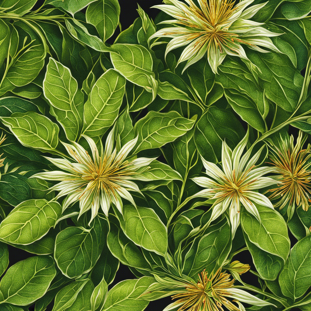 An image showcasing a vibrant, sun-kissed yerba mate plant, brimming with delicate leaves