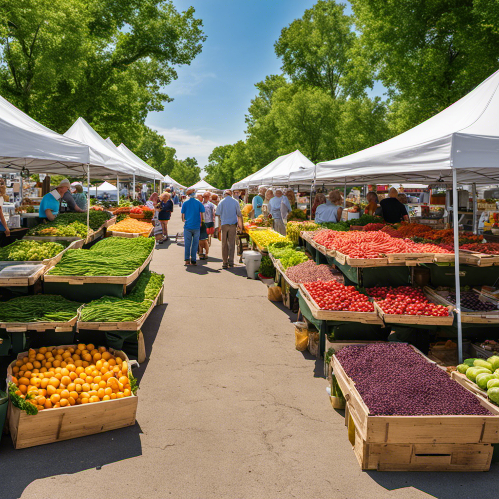 An image showcasing a vibrant local farmers market in Asheland, Nebraska