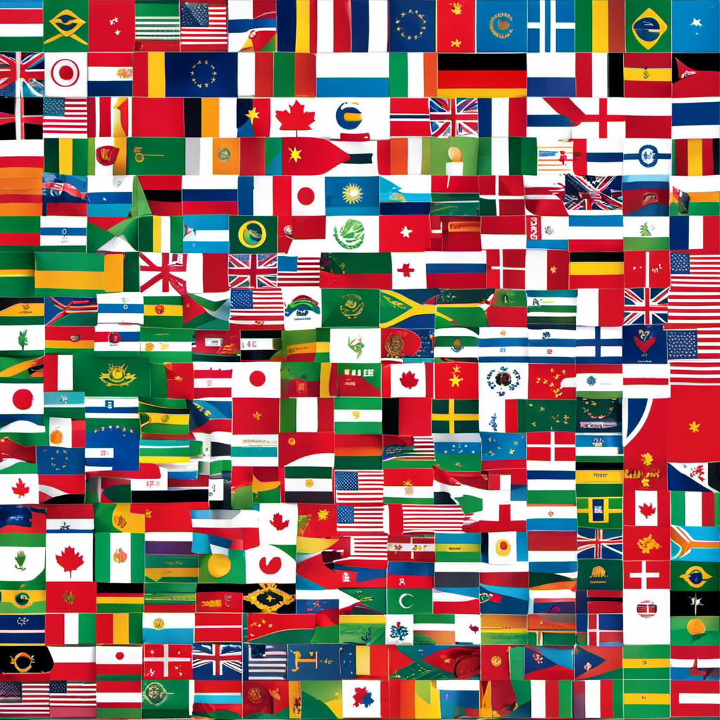 An image showcasing the intricate tapestry of global innovation: a collage of flags representing the countries that Ecovacs operates in, intertwined with robot vacuum silhouettes, symbolizing the multinational ownership of the company