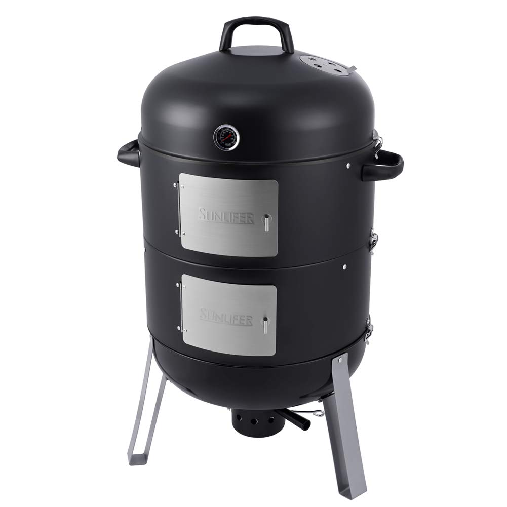 SUNLIFER 20.5 Inch Vertical Charcoal Smoker and Grill Combo