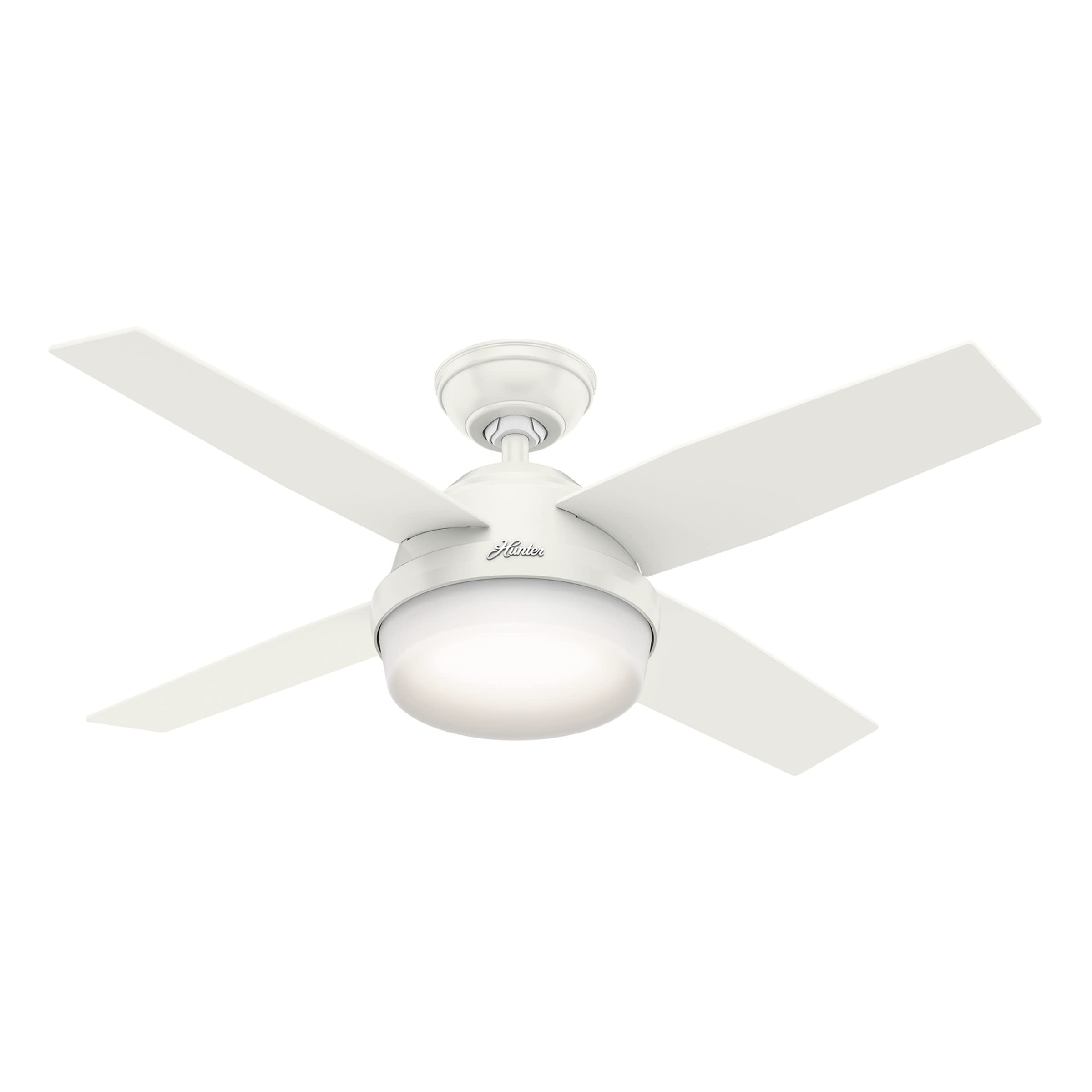 Hunter Dempsey Indoor Ceiling Fan with LED Light and Remote Control, 44", White Fresh White finish