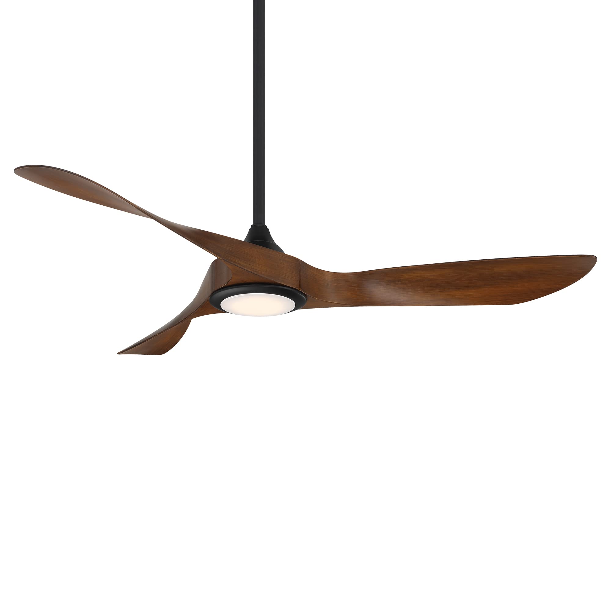 WAC Smart Fans Swirl Indoor and Outdoor 3-Blade Ceiling Fan 54in Matte Black Koa with 3000K LED Light Kit and Remote Control works with Alexa and iOS or Android App Matte Black Distressed Koa