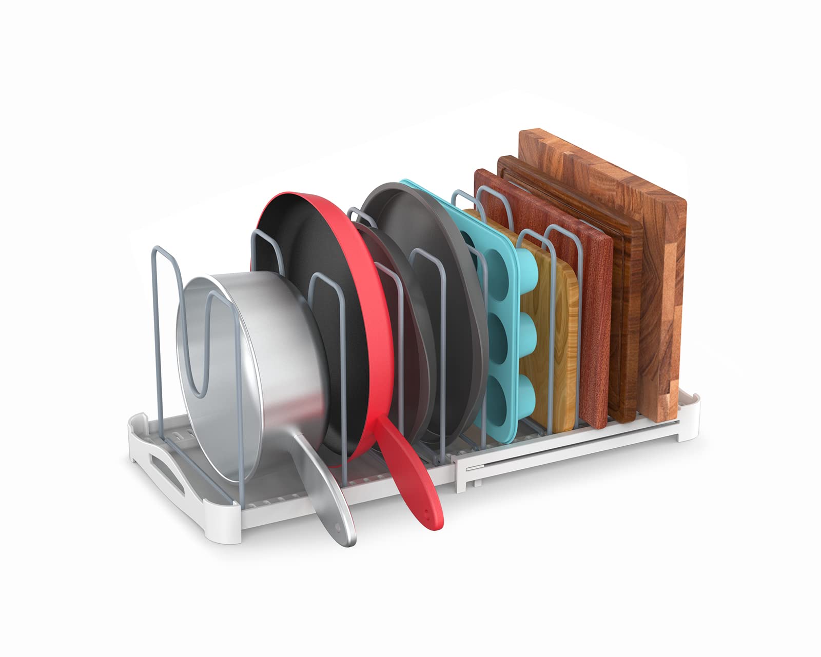 EVERIE Adjustable Bakeware Organizer Pot Lid Holder Rack