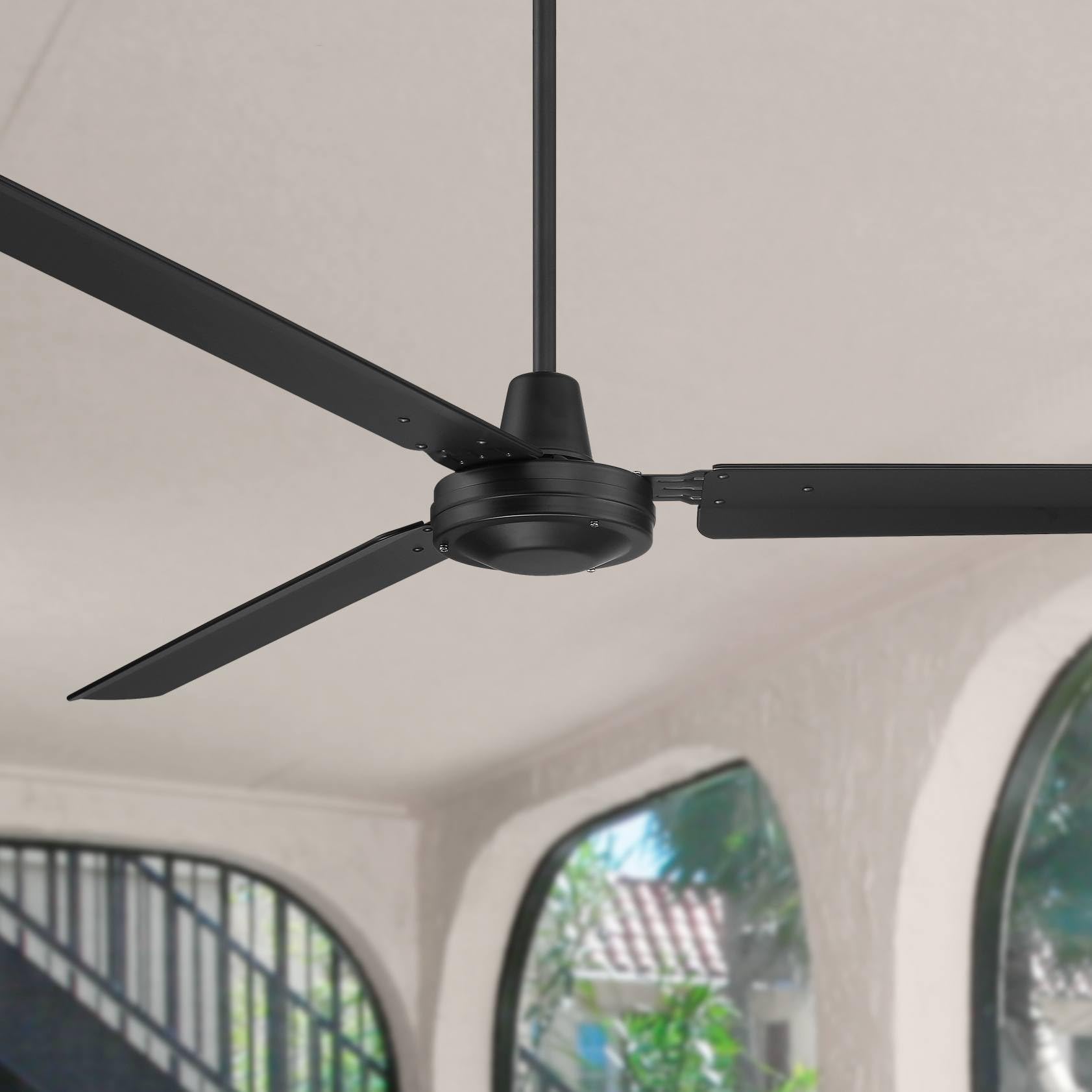 Casa Vieja 72" Velocity Modern Large 3 Blade Indoor Outdoor Ceiling Fan with Wall Control Matte Black Metal Damp Rated Patio Exterior House Home Porch Living Room Gazebo Garage Barn Roof