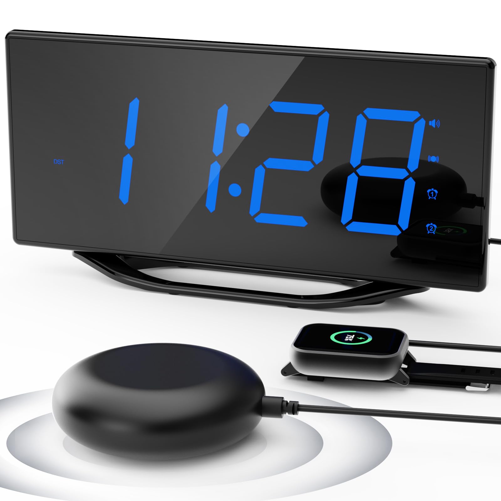 PPLEE Super Loud Alarm Clock for Really Heavy Sleeper Adults with Bed Shaker
