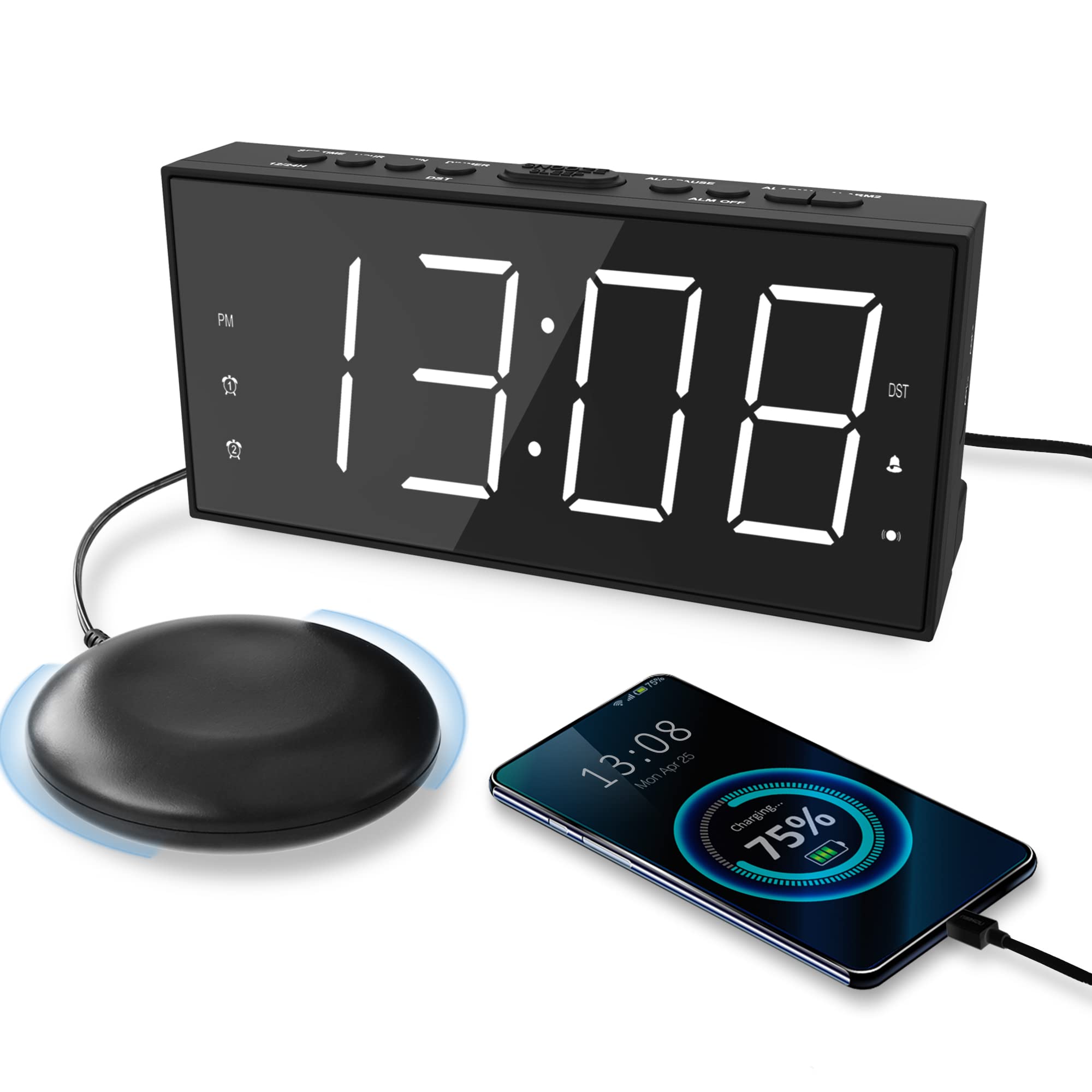 Super Loud Alarm Clock with Bed Shaker for Heavy Sleeper