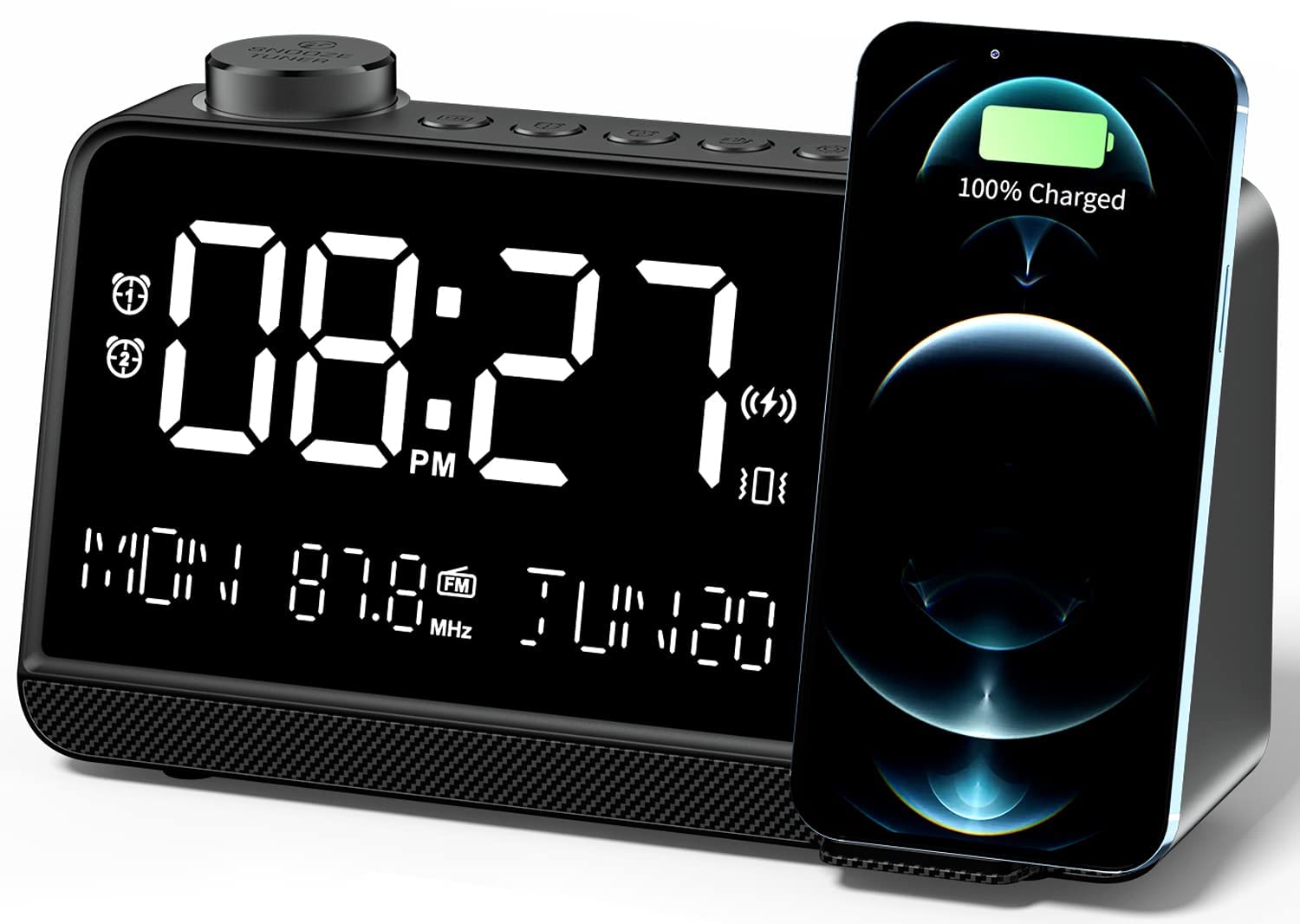 Dekala Alarm Clock with Wireless Charging