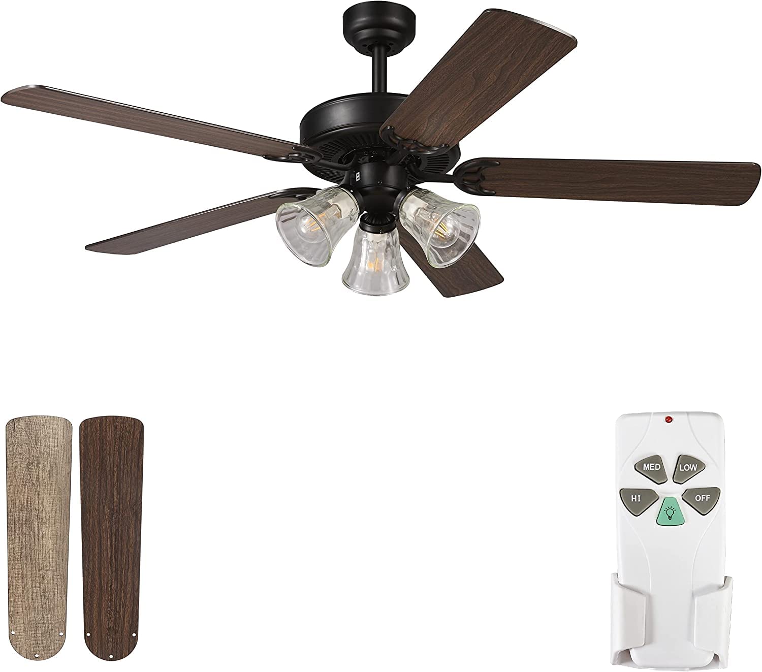 BiGizmos Ceiling Fan with Light and Remote Control