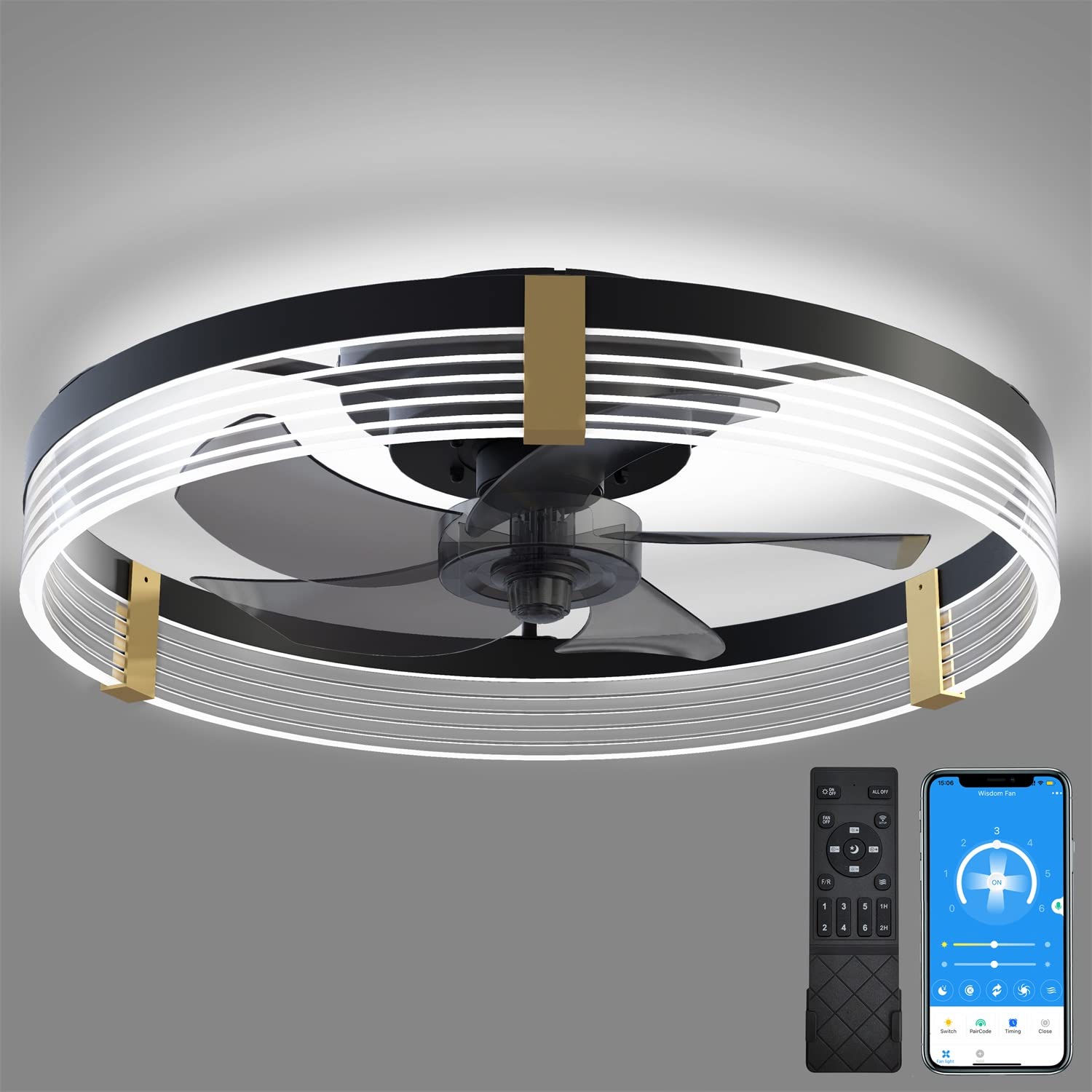 GOSONKT Low Profile Ceiling Fan with Lights
