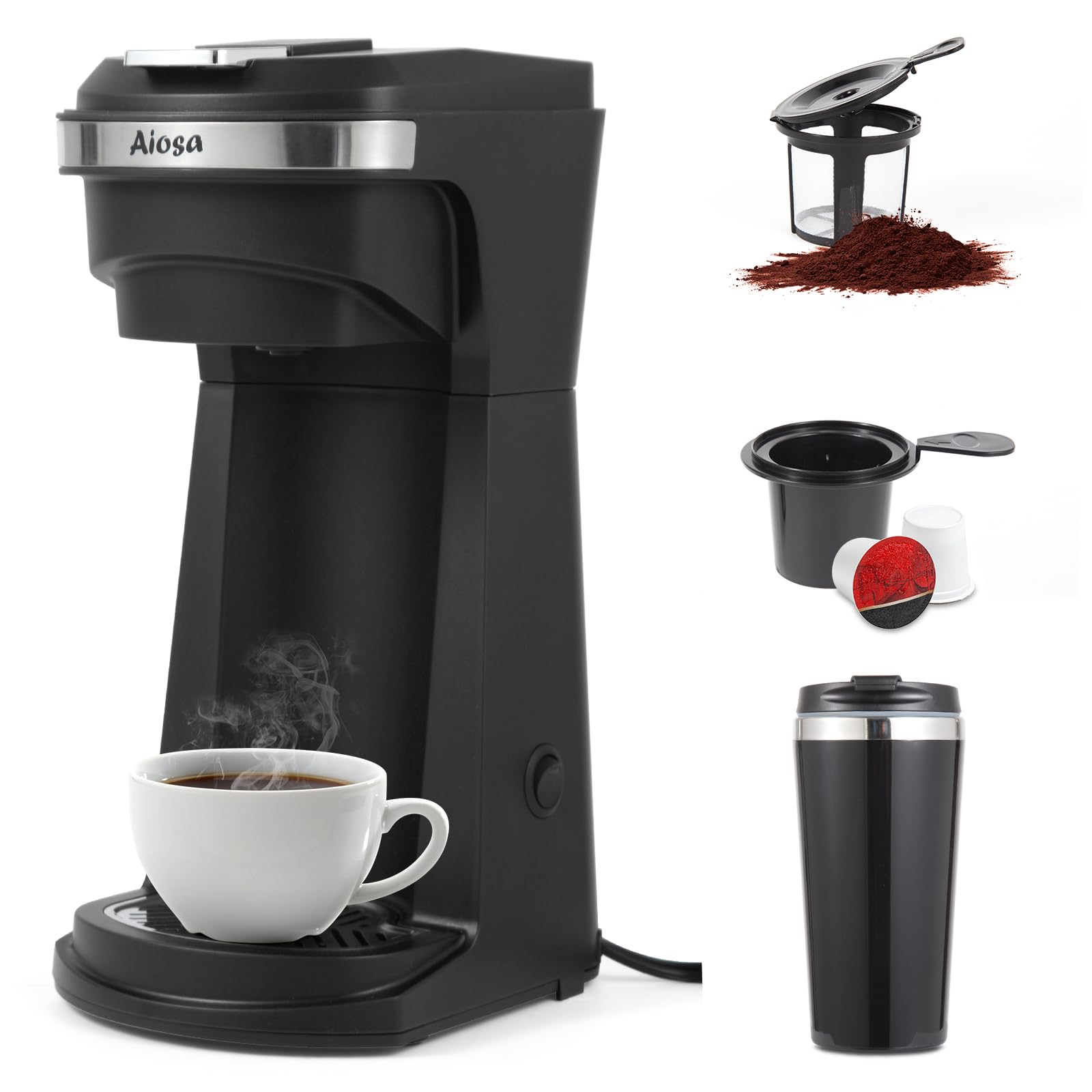 Aiosa Single Serve K Cup Coffee Maker And Ground Coffee Machine 2 in 1