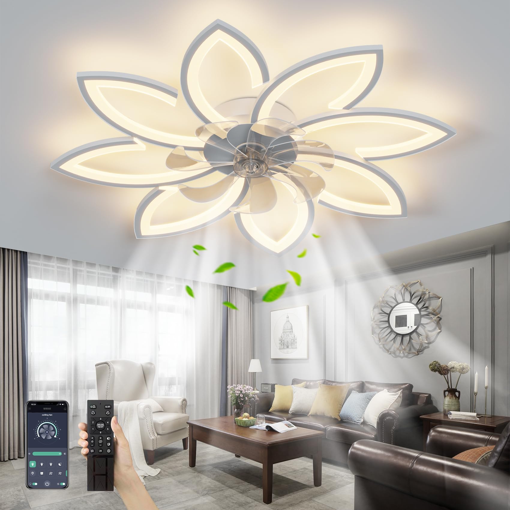 SPEVCH 35" Ceiling Fans with Lights Remote Control