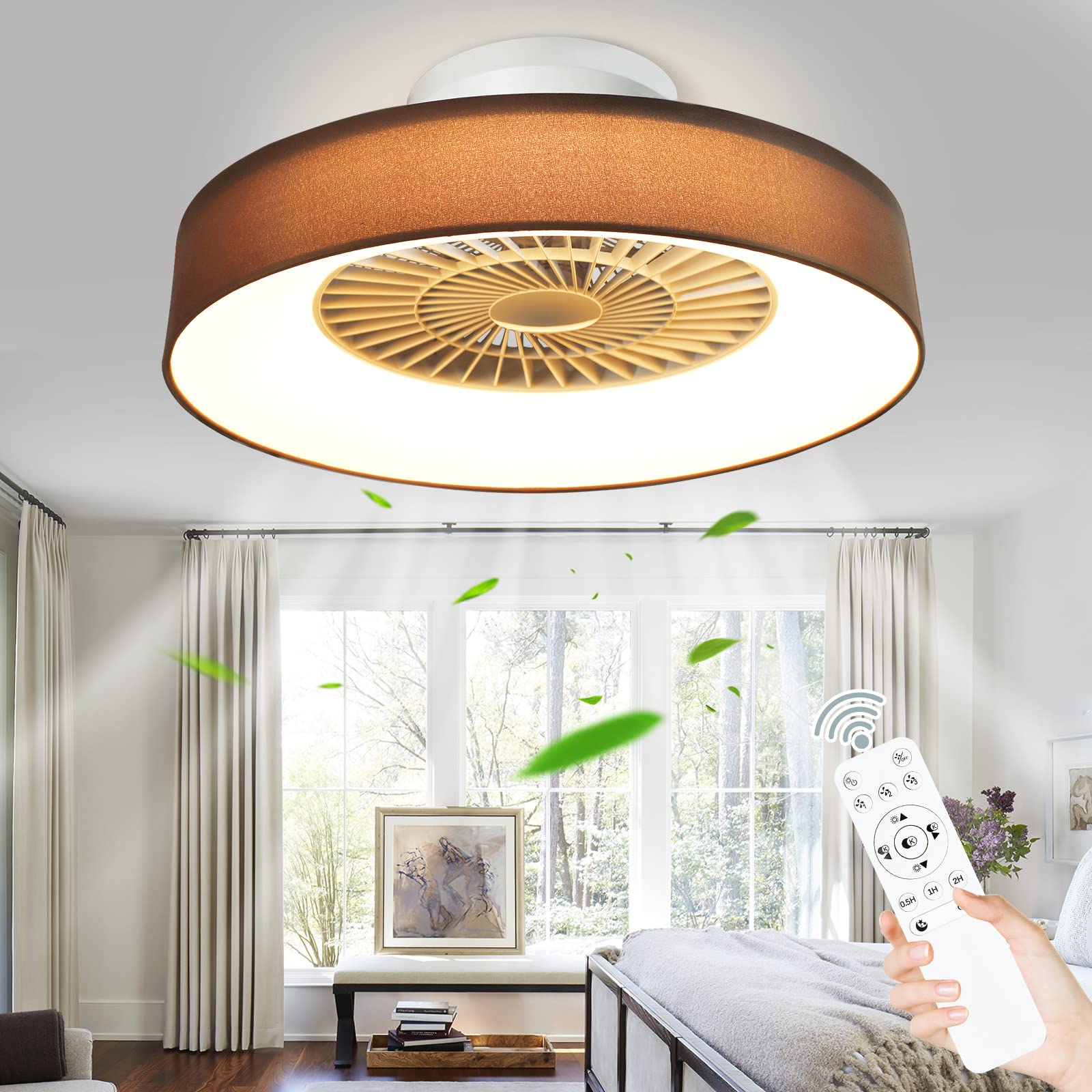 DIGLED Bladeless Ceiling Fans with Light and Remote
