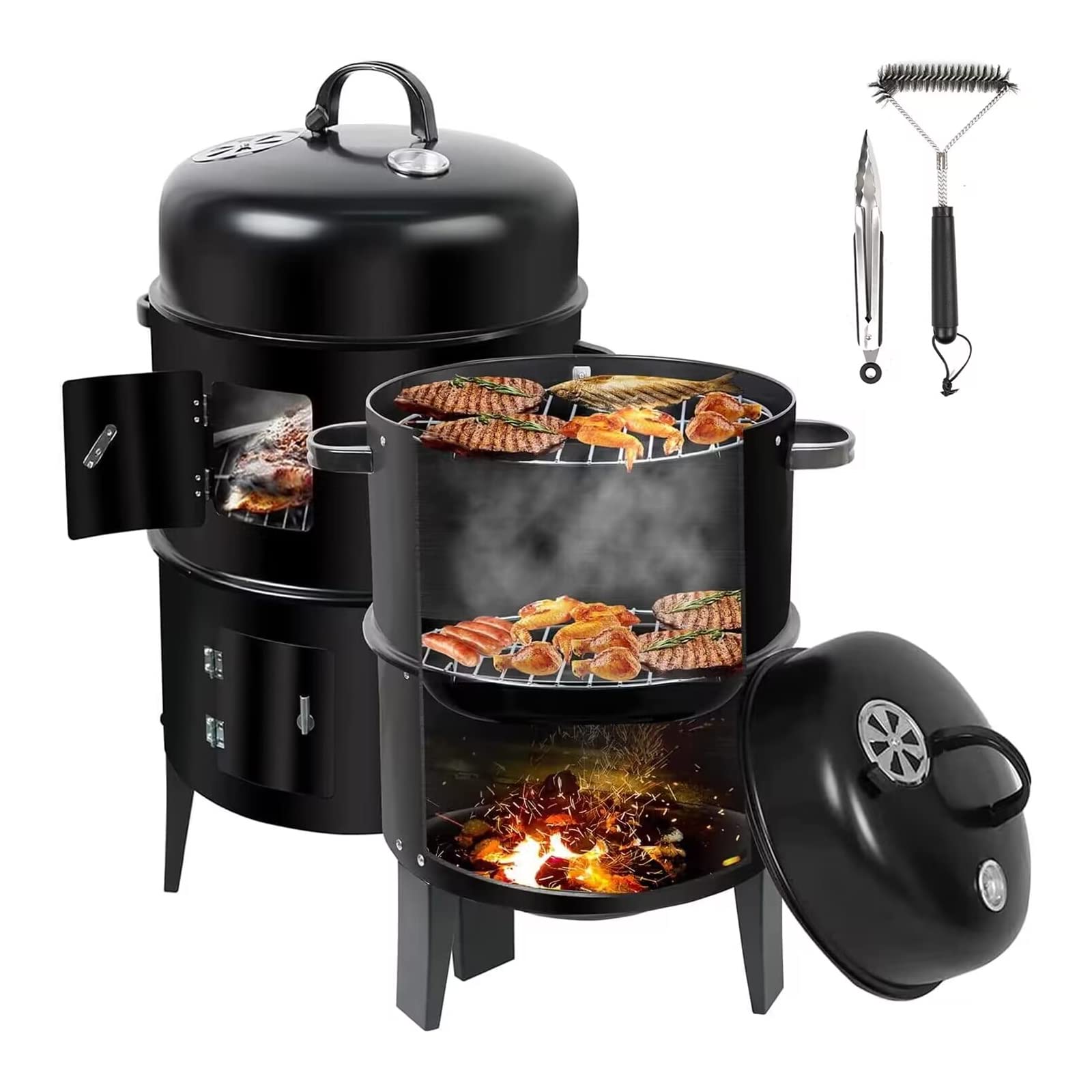 ZXMT 17 Inch Vertical Multi-Layer Steel Charcoal Smoker