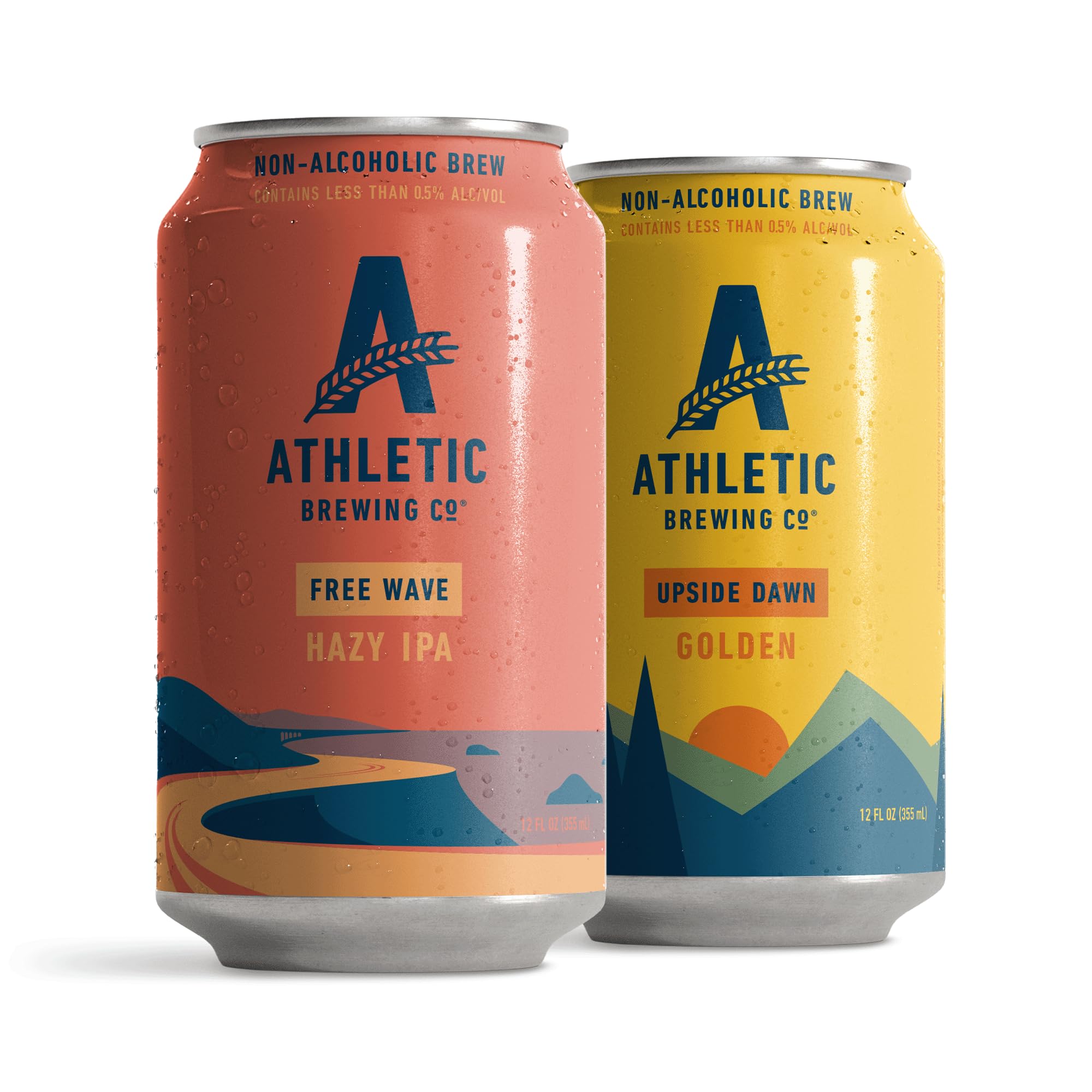 Athletic Brewing Company Craft Non-Alcoholic Beer - Mix 12-Pack - Upside Dawn Golden and Free Wave Hazy IPA