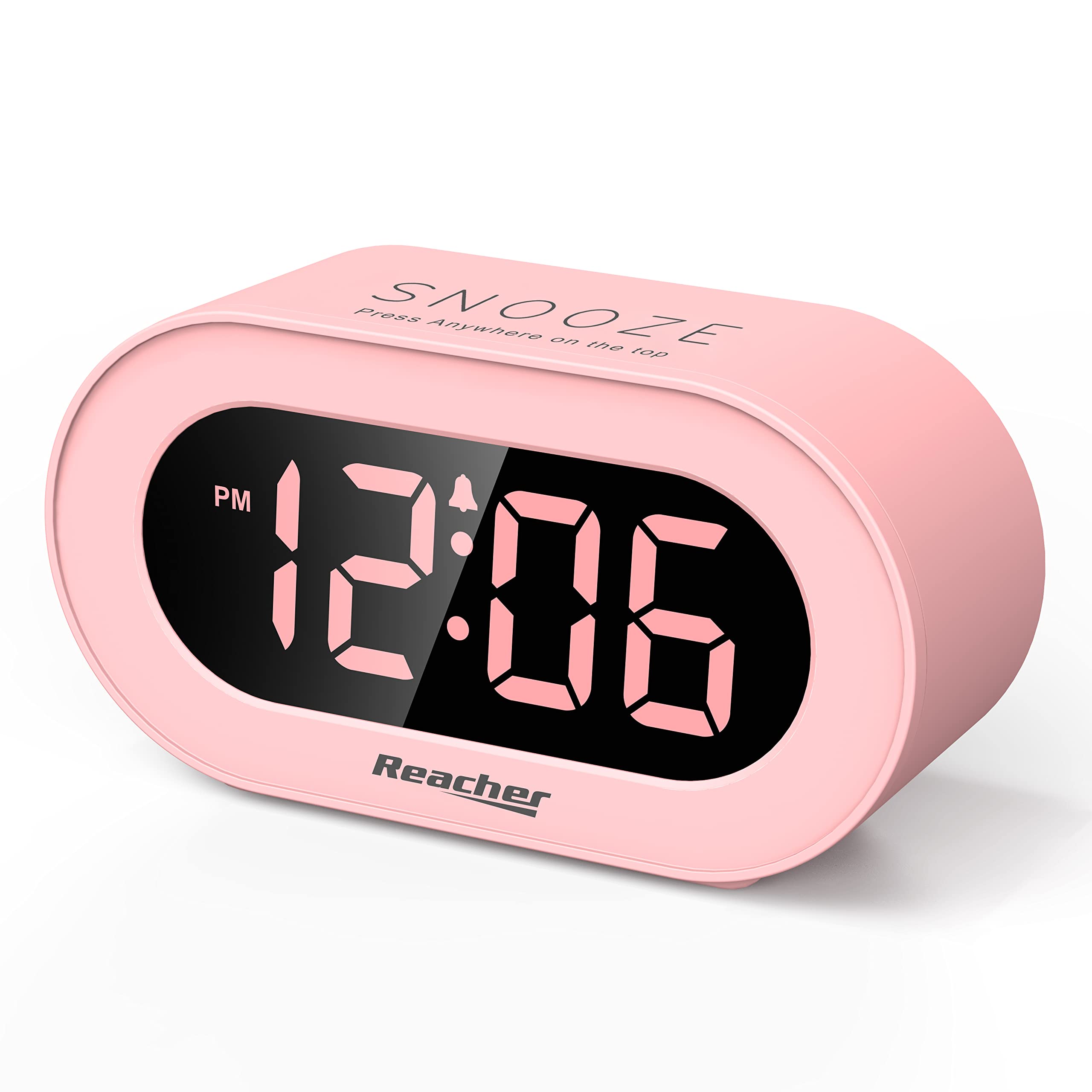 REACHER Pink Girls Alarm Clock for Kids Bedroom
