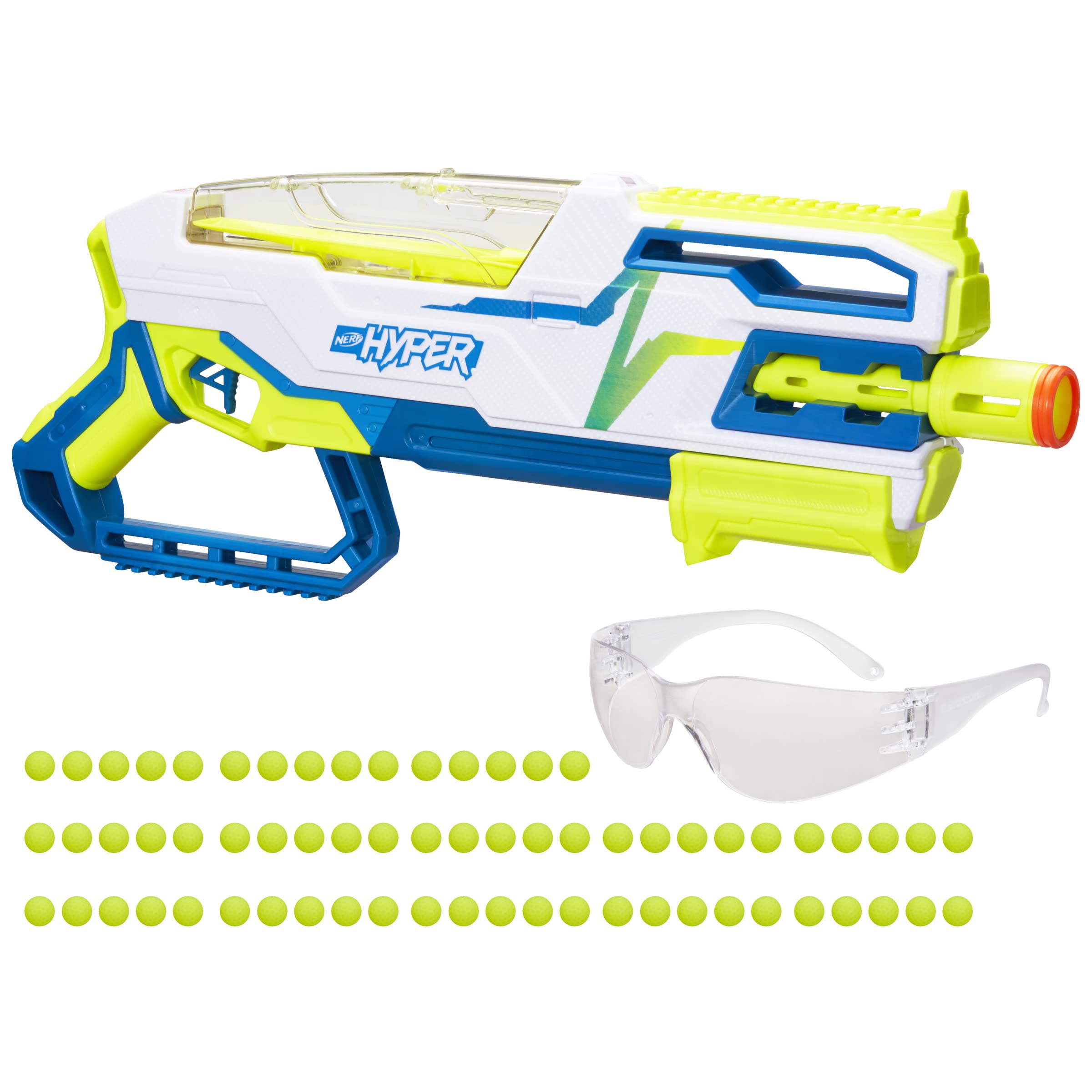 NERF Hyper Bundle, Siege-50 Pump-Action Blaster, Up to 110 FPS Velocity, Eyewear (Amazon Exclusive)