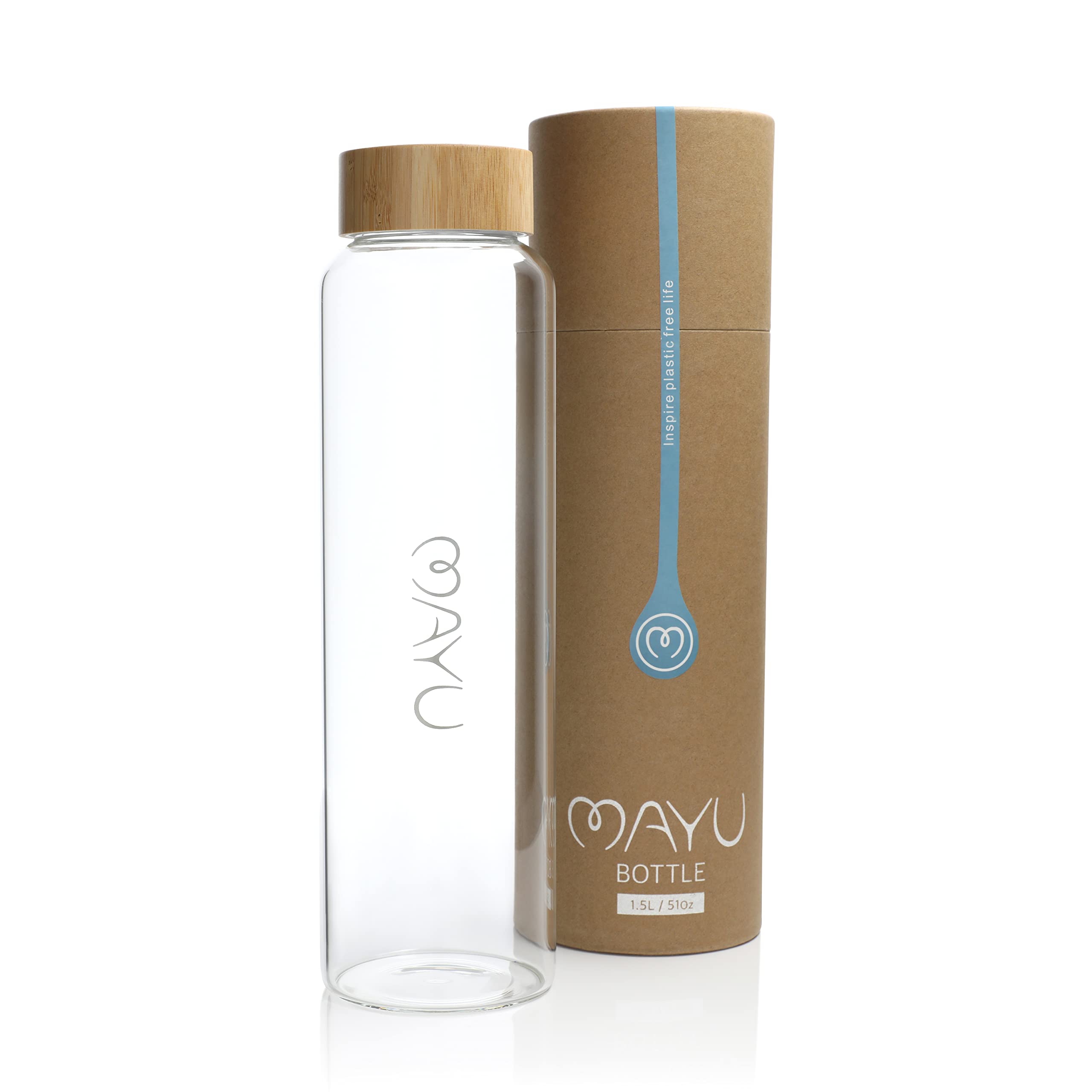 MAYU Portable Container Water Bottle With Bamboo Lid