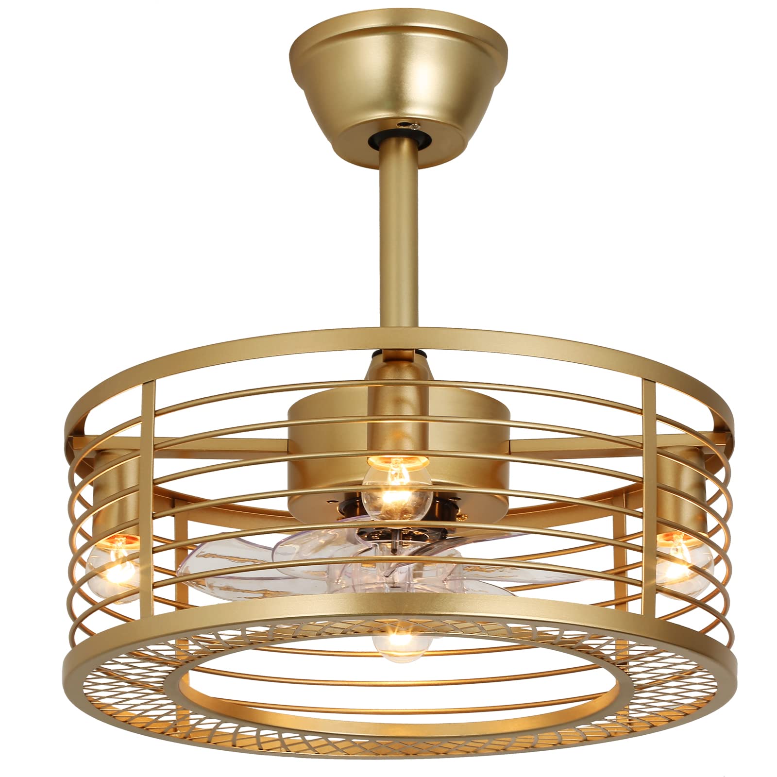 Chinco Star Gold Caged Ceiling Fan with Lights and Remote Control
