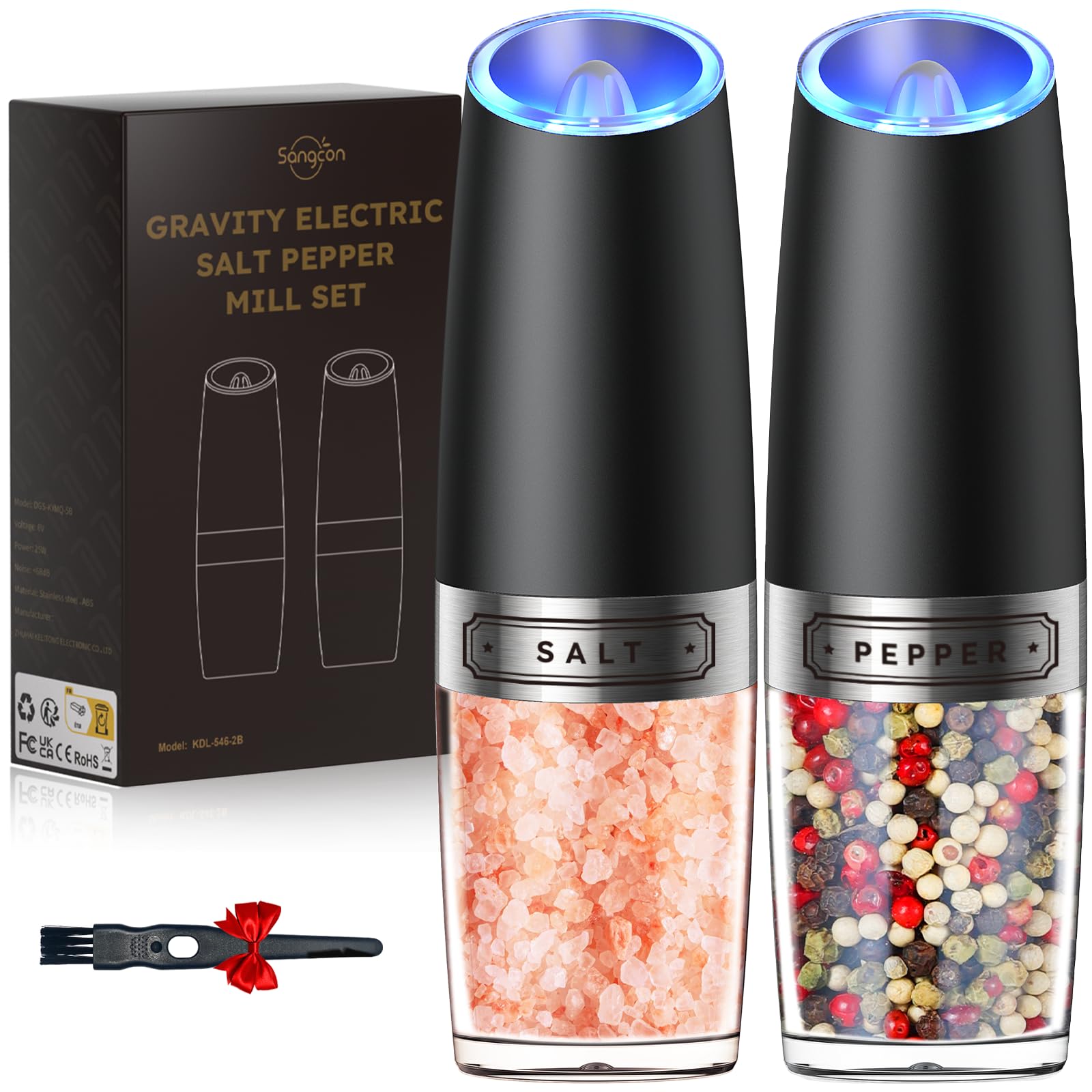 Sangcon Gravity Electric Pepper and Salt Grinder Set
