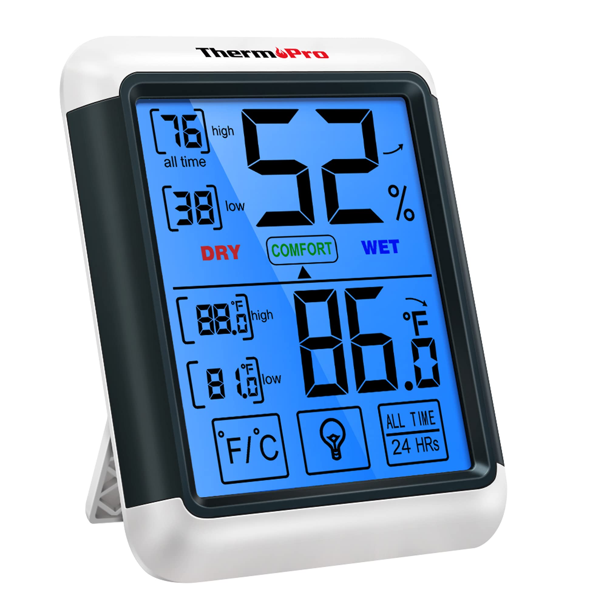 ThermoPro TP55 Digital Hygrometer Indoor Thermometer Humidity Gauge with Large Touchscreen and Backlight Temperature Humidity Monitor 1