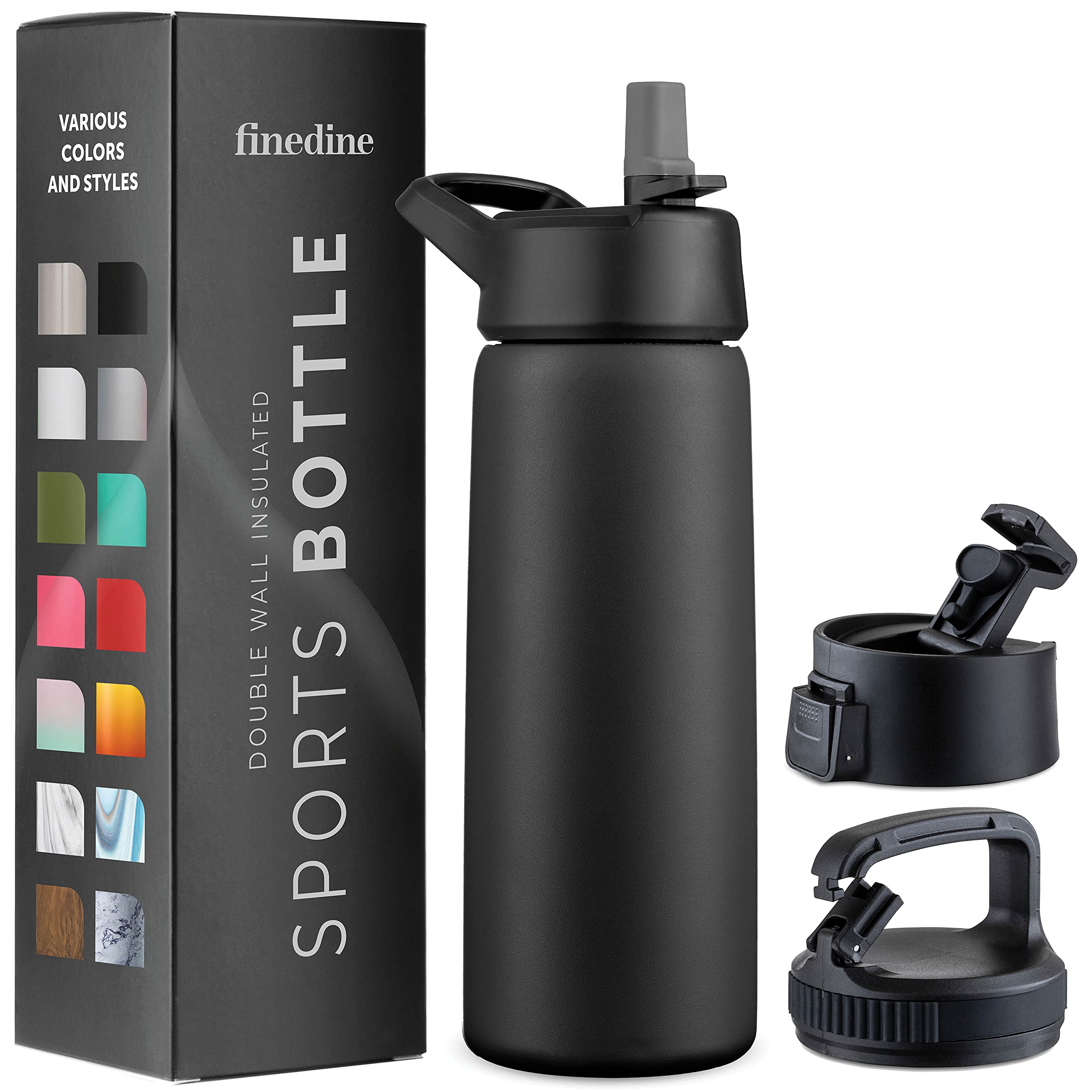 FineDine Insulated Water Bottles with Straw