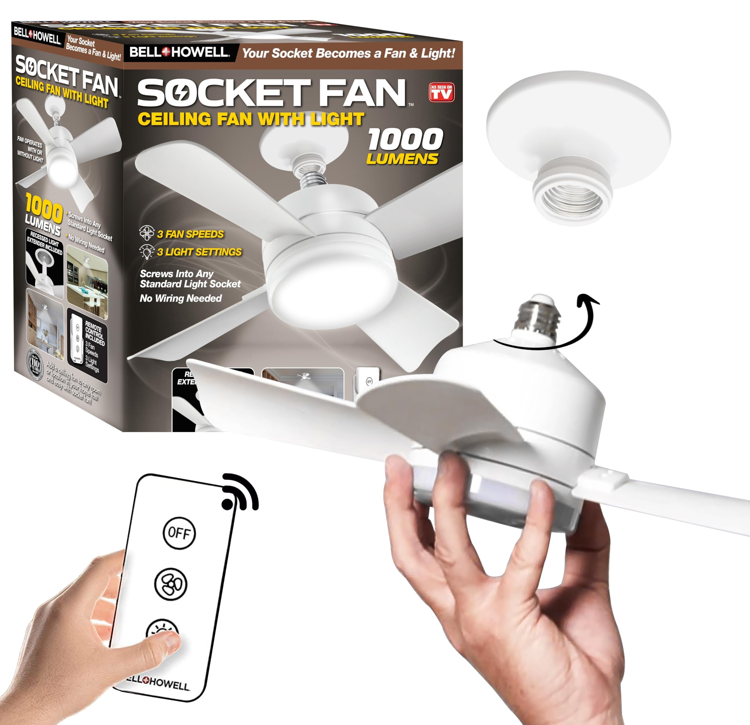 Socket Fan Ceiling Fan with Light
