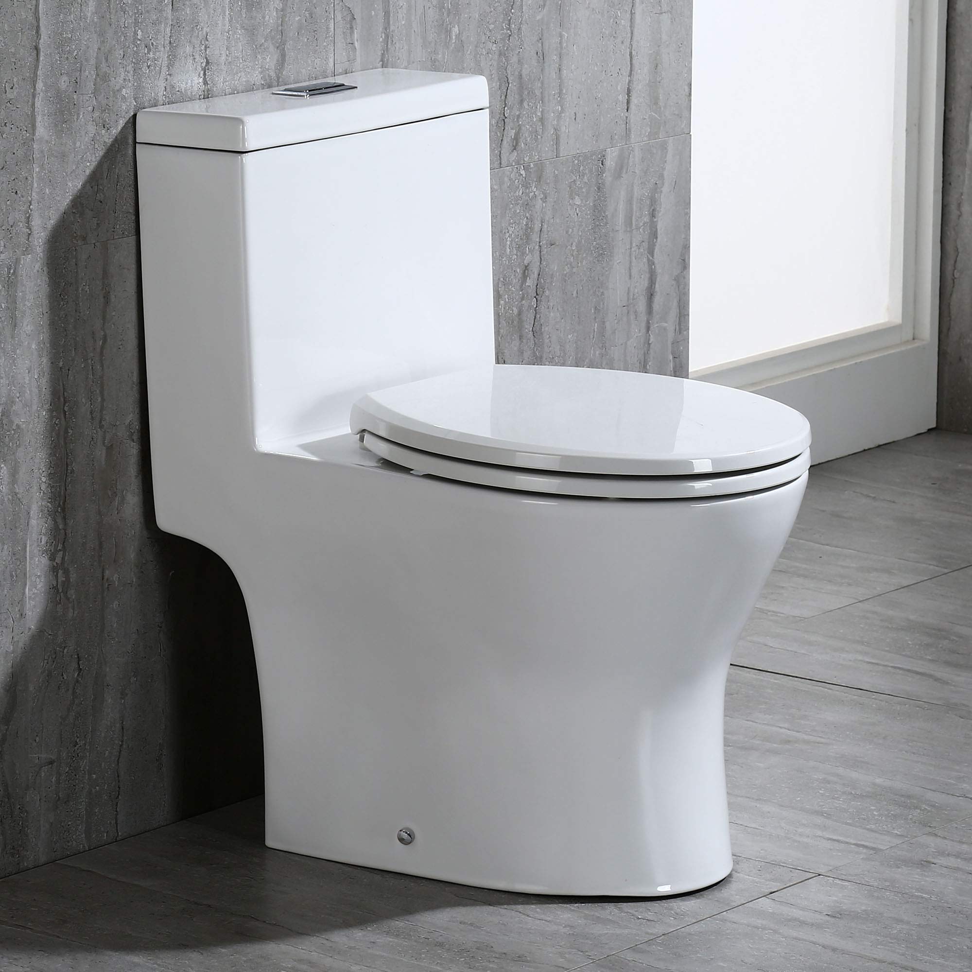 WOODBRIDGE T-0031 Short Compact Tiny Dual Flush 1.28 GP One Piece Toilet with Soft Closing Seat,1000 Gram MaP Flushing Score Small Toilet,White