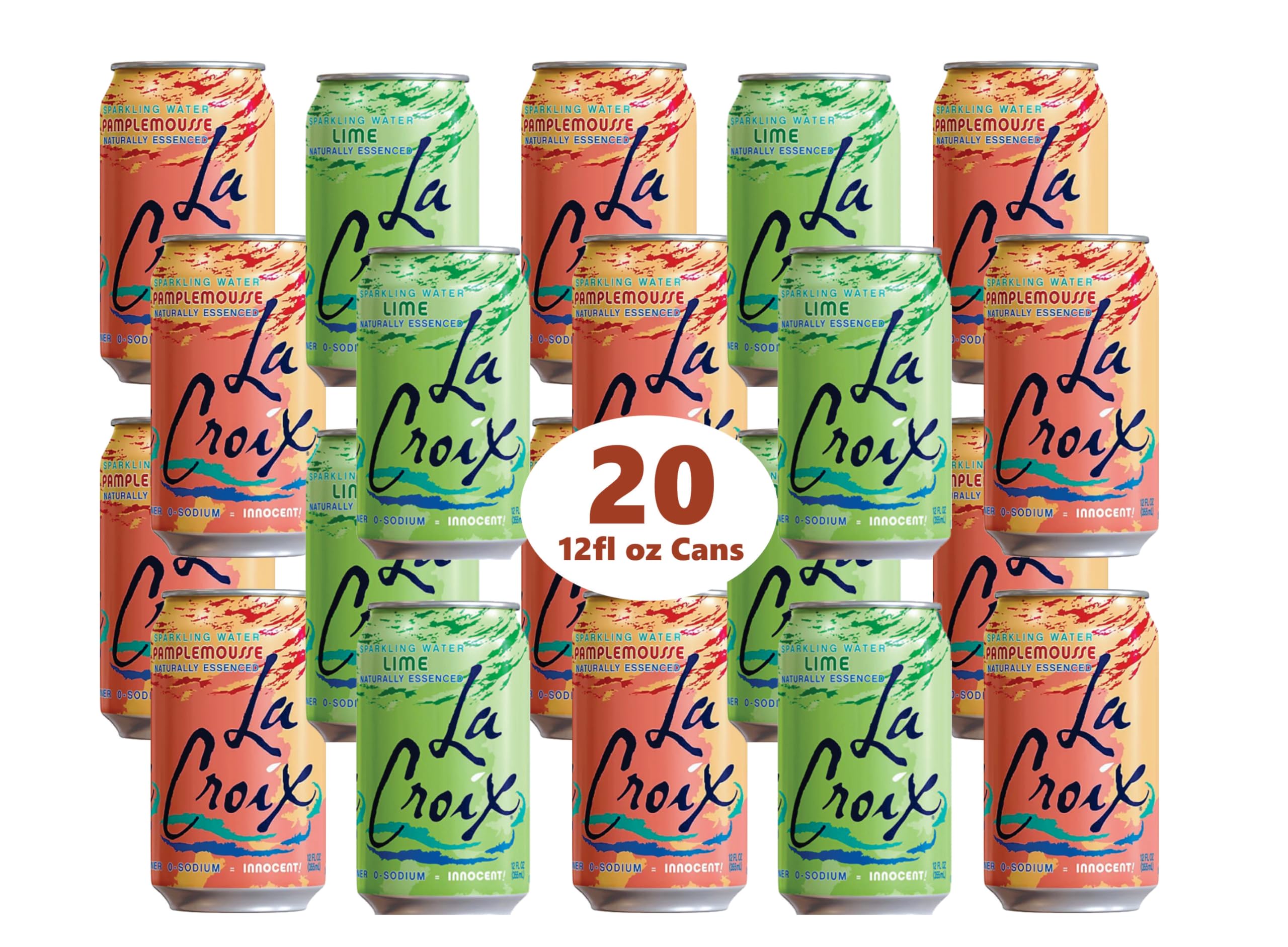 La Croix Flavors - La Croix Sparkling Water Assorted Flavors - 20 Cans 12 fl oz. by All in One (Pamplemousse/Lime)