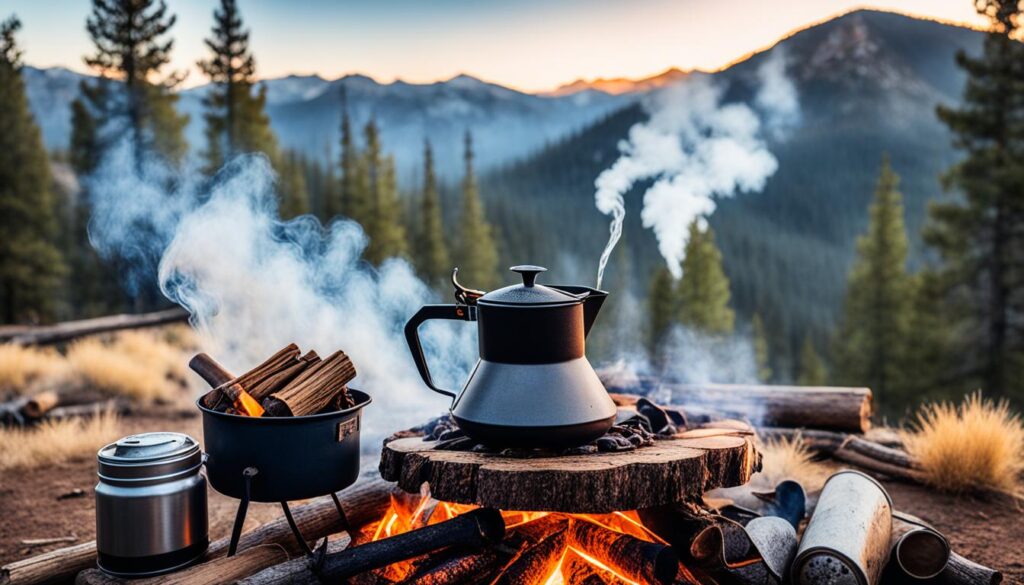brewing cowboy coffee while camping