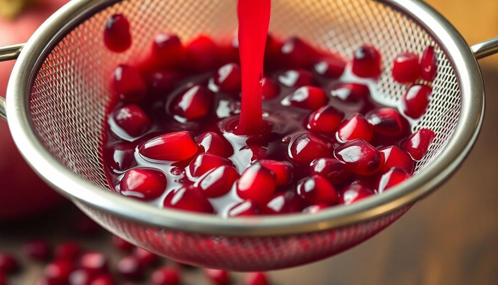 strain pomegranate juice sieve