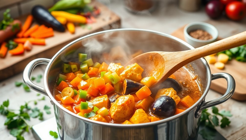 add and stir vegetables