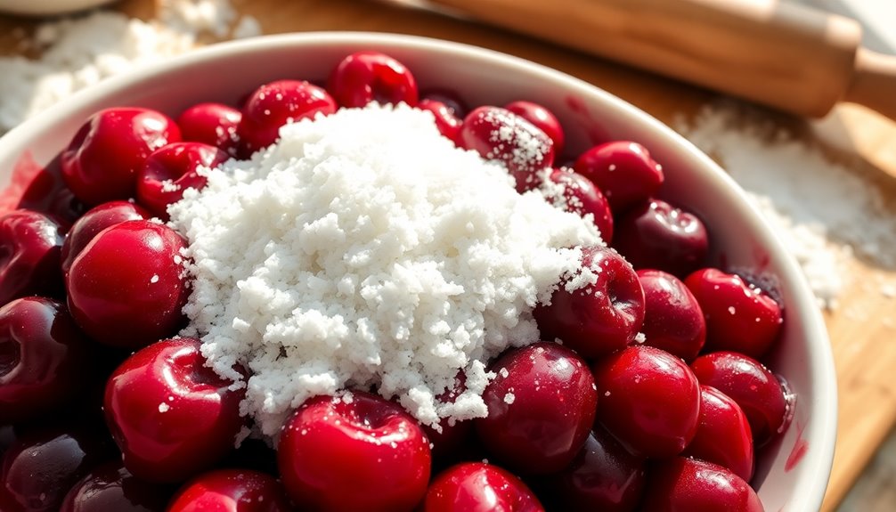 add cherries and sugar