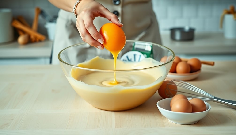 add eggs individually gradually