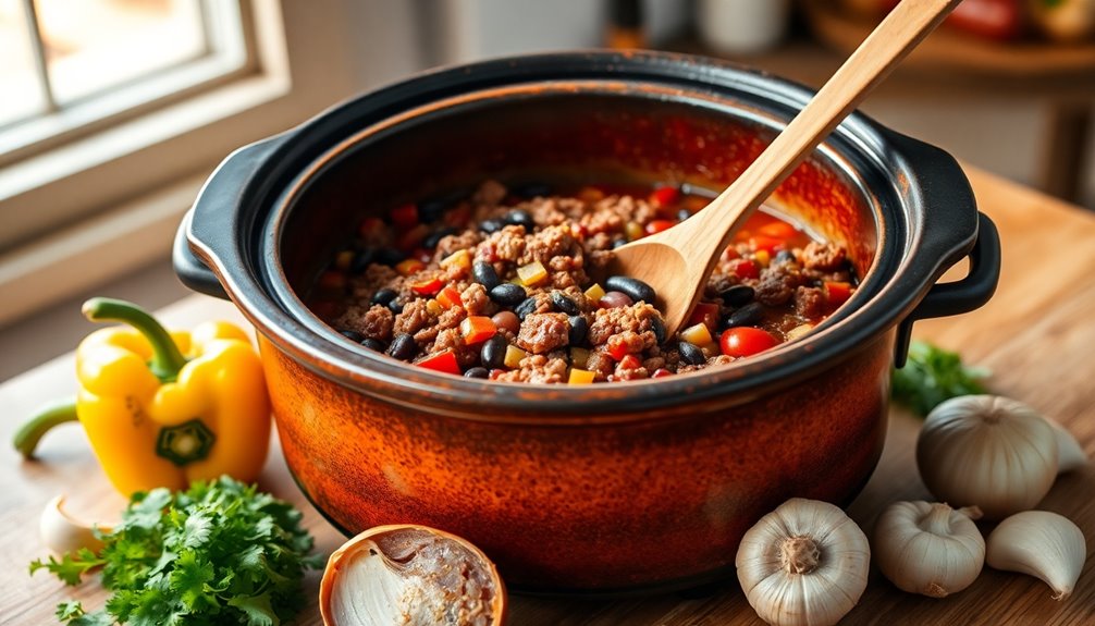 add ground meat now