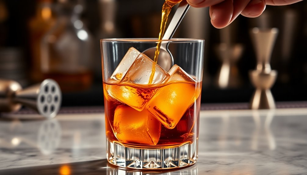add whiskey stir gently